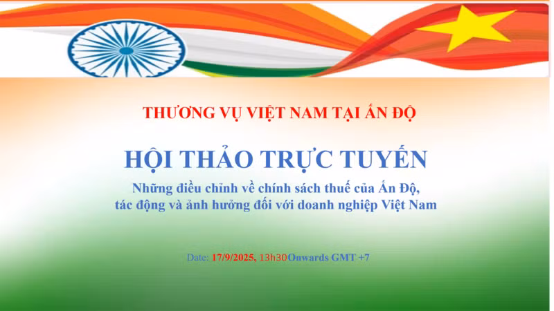 主题为“印度税收政策调整及其对越南企业的影响”的线上研讨会。（图片来源：工贸报）