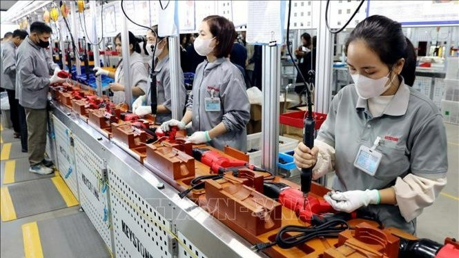 设在兴安省太瑞乡的Keystone Electrical（越南）工厂生产手提电动工具。（图片来源：越通社）
