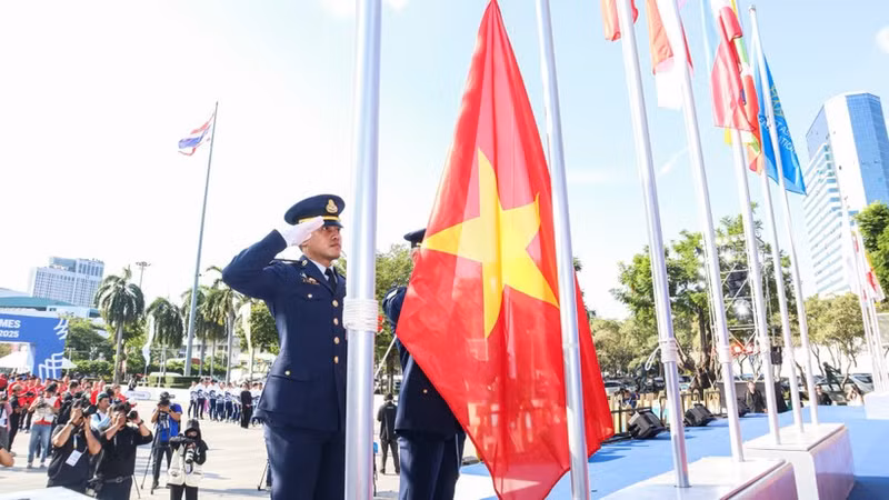 越南国旗升旗仪式。