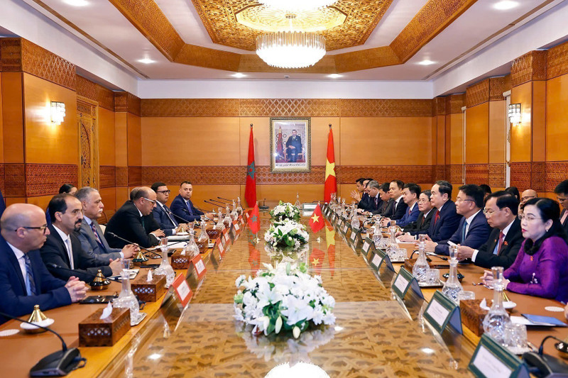 越南国会主席陈青敏与摩洛哥众议长阿拉米举行会谈。