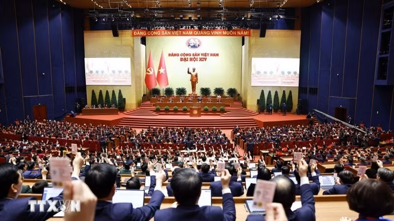越共十四大现场。（图片来源：越通社）