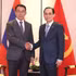 越南外交部长黎怀忠会见老挝人民革命党中央对外关系部部长本勒·潘达努冯。