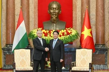 越南国家主席梁强会见匈牙利国会主席格维尔·拉斯洛。