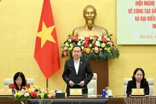 越南国会主席、国家选举委员会主席陈青敏在会议上发表结论性讲话。