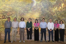 法国专家代表团在越南奠边府大捷博物馆参观体验3D展示空间。（图片来源：法国驻越南大使馆）