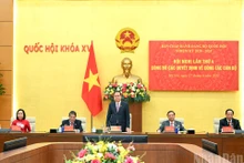 越共中央政治局委员、国会党委书记、越南国会主席陈青敏主持会议。