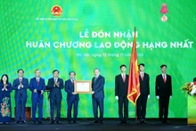 越共中央总书记苏林代表国家向农业与环境部授予一级劳动勋章。