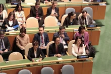 参加联合国人权理事会成员投票的越南代表团。（图片来源：越通社）