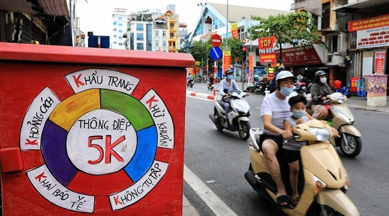 宣传卫生部“5K”防疫口号。（图片来源：越通社）