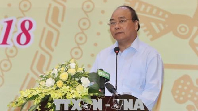 阮春福总理发表讲话。（图片来源：越通社）