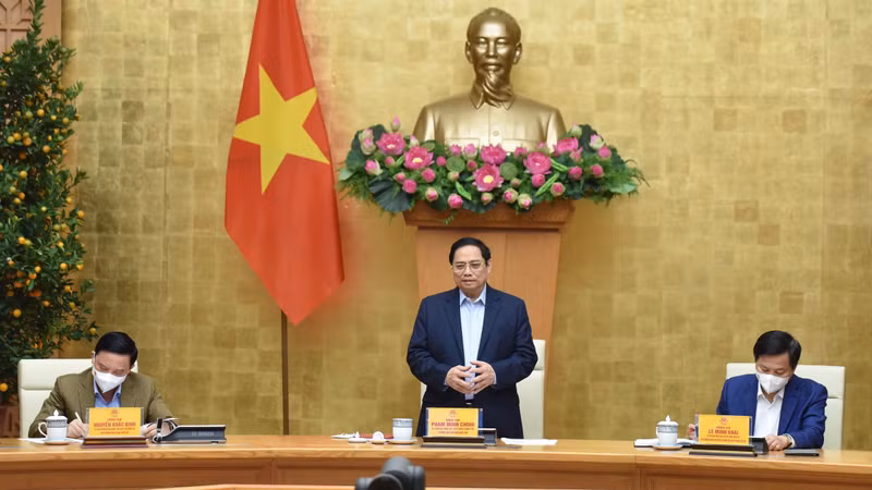 政府总理范明正就防疫工作与全国63省市主持召开视频会议。（陈海 摄）
