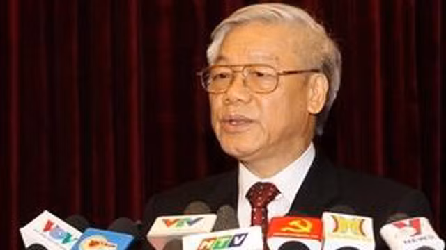 阮富仲总书记在越共十一届六中全会闭幕式上的讲话。 (Photo: 图片来源：越通社)