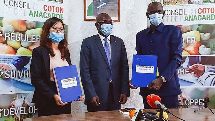 未加工腰果采购合同签署仪式。
