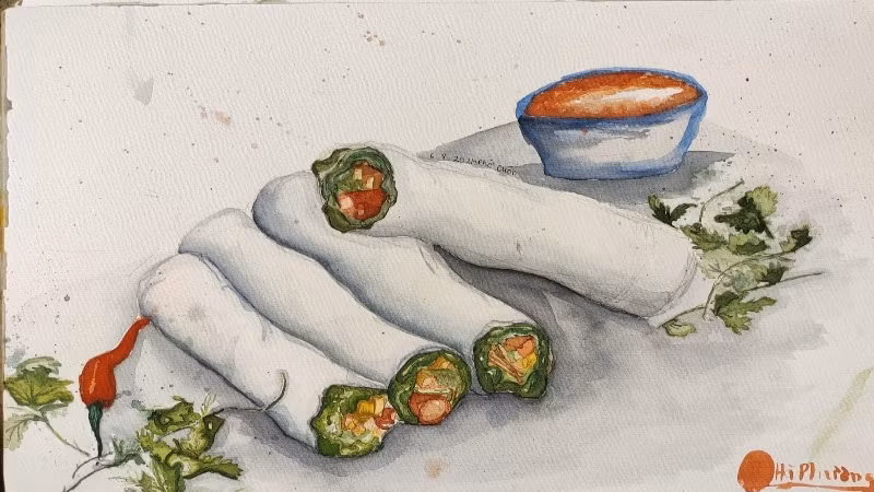 范河芳的《河内粉卷》作品。