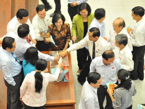 胡志明市人民议会代表进行信任投票。 (Photo: 图片来源：青年报网)