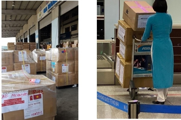 越航向法国免费运送26万个援助口罩。