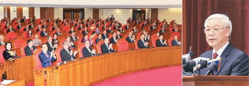 越共中央总书记阮富仲致闭幕词。