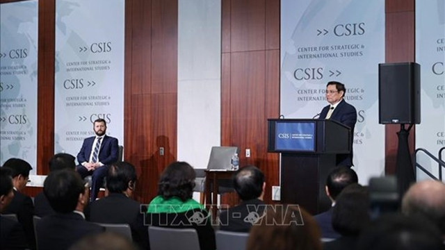 范明正总理在美国国际战略研究中心发表讲话。（图片来源：越通社）