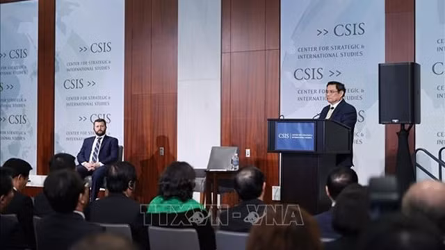 范明正总理在美国国际战略研究中心发表讲话。（图片来源：越通社）
