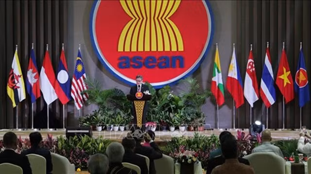 东盟秘书长林玉辉在开幕式上致辞。（图片来源：越通社）