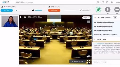 越南代表以视频方式出席会议。（图片来源：越通社）