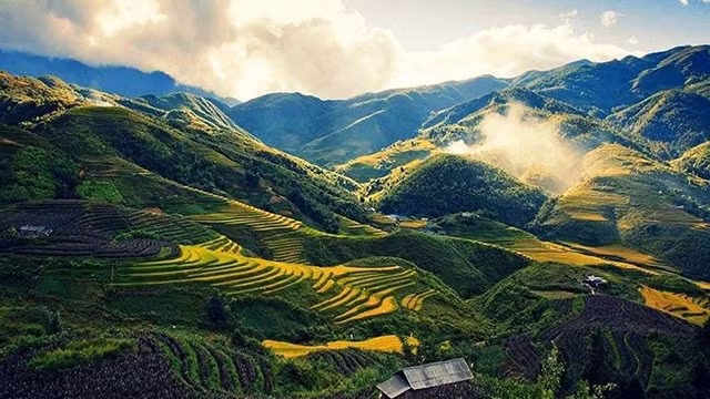 峰峦叠嶂碧连天、充满诗情画意的自然景象令人着迷。（图片来源：越通社）