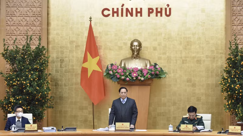 范明正总理主持召开2022年1月份政府有关法律建设专题会议。（陈海 摄）