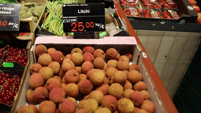 越南荔枝上架比利时超市。