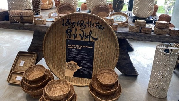 河内富荣竹藤编织手工艺展位。（图片来源：得乐报网）