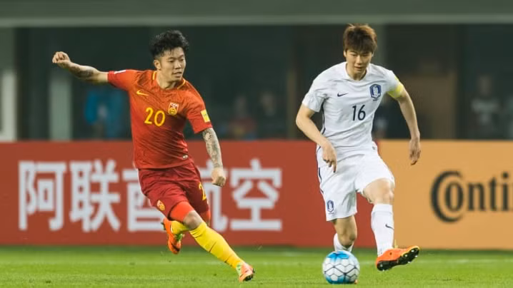 2918年世界杯预选赛中韩长沙战，中国队1-0力克韩国队。