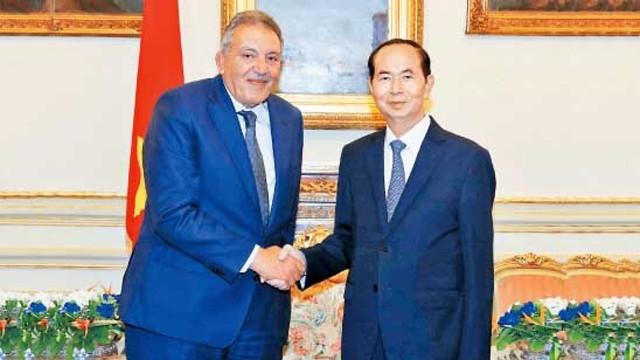 陈大光主席和埃及商会联合会主席。（图片来源：越通社）