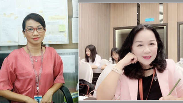 胡志明市国家大学下属自然科学大学副校长阮氏清梅（左）和芹苴大学农业系讲师阮明水（右）。