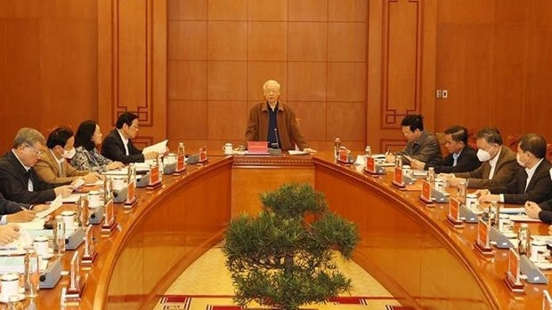 越共中央总书记阮富仲在会上发表指导性讲话。（图片来源：越通社）