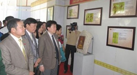 参观专题展的和平省诸位领导。（图片来源：越通社）