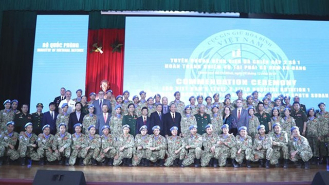 参加表彰大会代表合影。（图片来源：越通社）