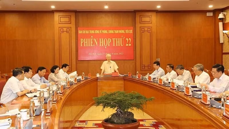 越共中央总书记阮富仲主持召开越共中央反腐败指导委员会第22次会议。（图片来源：越通社）