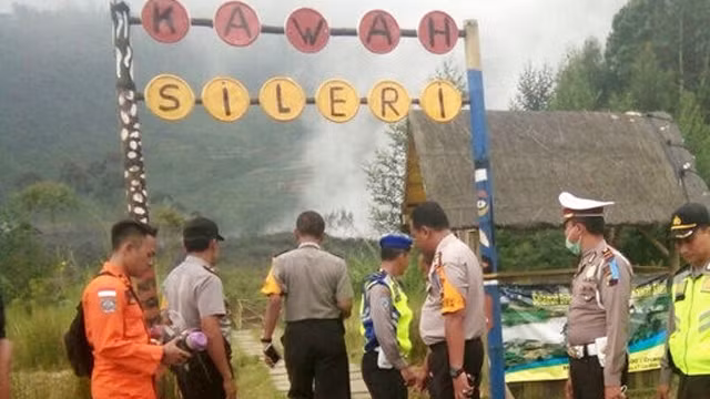 印度尼西亚中爪哇省西勒里火山入口。（图片来源：AP）