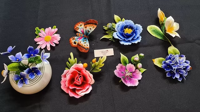 艺人管氏菊的3D手工刺绣作品。