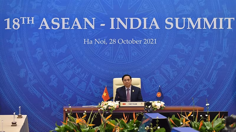 范明正出席第18次东盟-印度领导人会议。（陈海 摄）