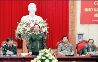 公安部部长陈大光大将在见面会上发表讲话 (Photo: 图片来源：人民公安网报)