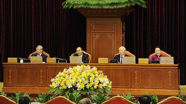 越共十二届中央委员会第十三次会议。（登科 摄）