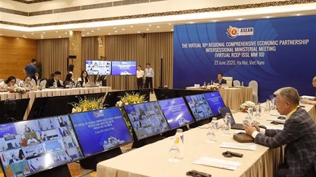 视频会议全景。（图片来源：越通社）