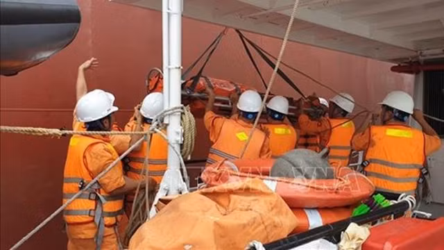 SAR 413号搜救船成功急救外国船员。（图片来源：越通社）