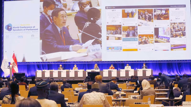 越南国会主席王廷惠发表的讲话赢得各国高度赞赏。（图片来源：国会官网）