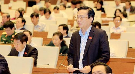 国会代表在会上发表意见。