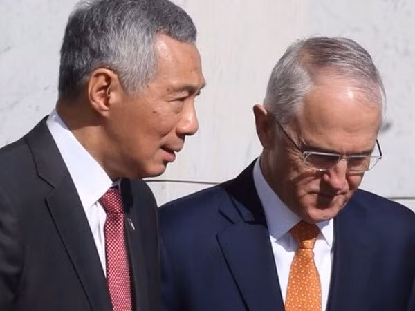 新加坡总理李显龙与澳大利亚总理特恩布尔。（图片来源：afr.com）