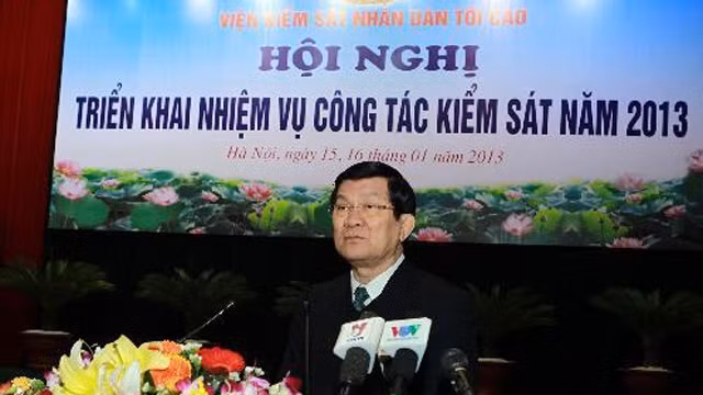 国家主席张晋创出席会议并发表讲话。 (Photo: 图片来源：越通社)