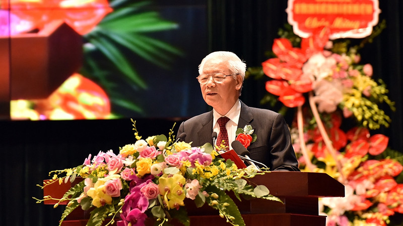 越共中央总书记、国家主席阮富仲发表重要讲话。（维灵 摄）