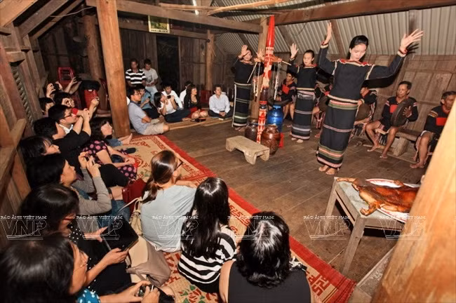 游客们欣赏了埃地族的传统舞蹈。（图片来源：越南画报）