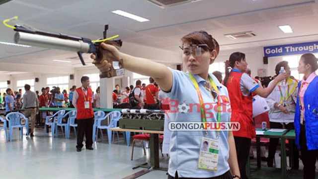 阮明州打出195.6环夺金。（图片来源：越南足球报网）
